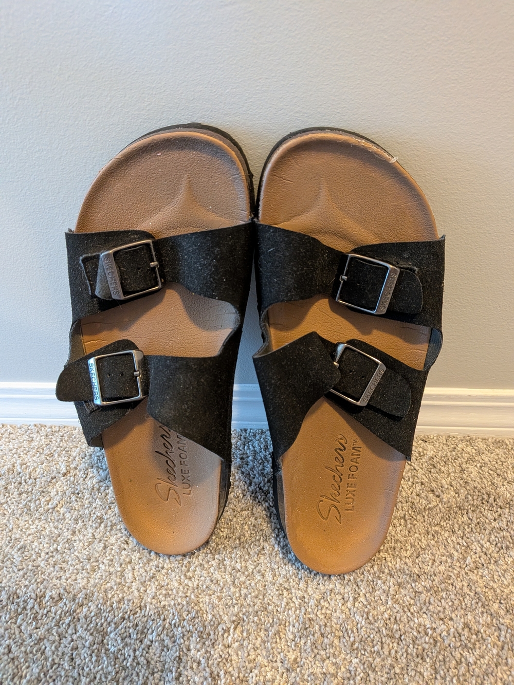 Skechers Black Double-Buckle Comfort Sandals
